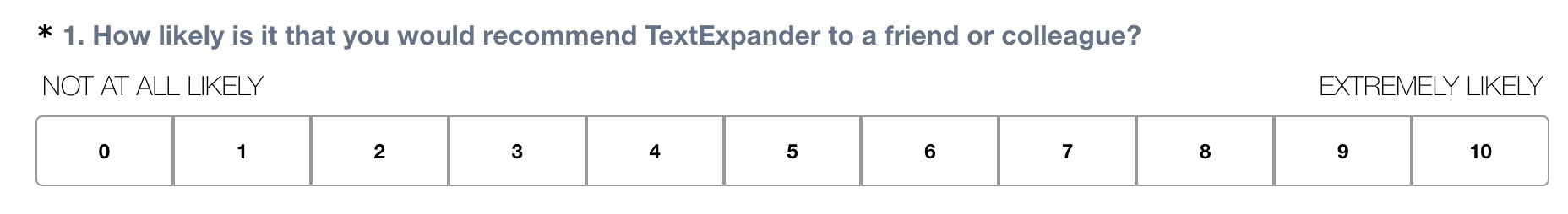 Example of an 11-point NPS survey.